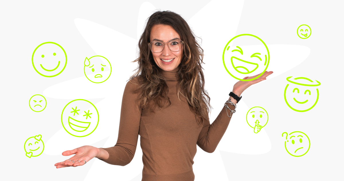 Merkpersoonlijkheid - Marta met emoji's
